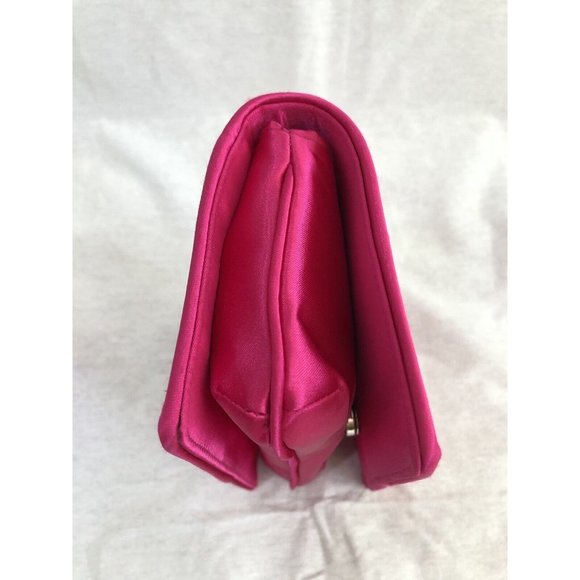 NWOT La Regale Bag Clutch Pink Pleated Flap Closure Magnetic Snap Satin Lined - Picture 10 of 12
